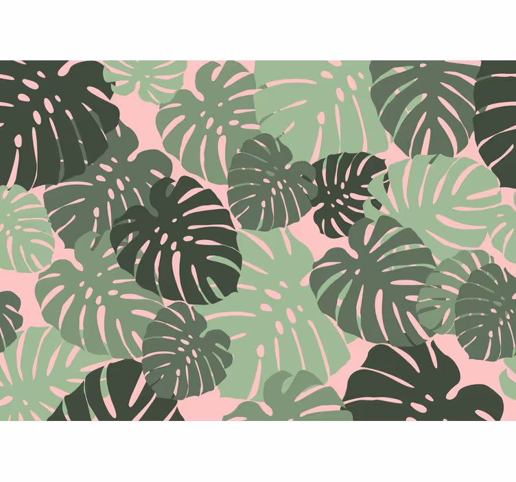 Rullegardin kjøkken monstera blader rosa farge - Tenstickers
