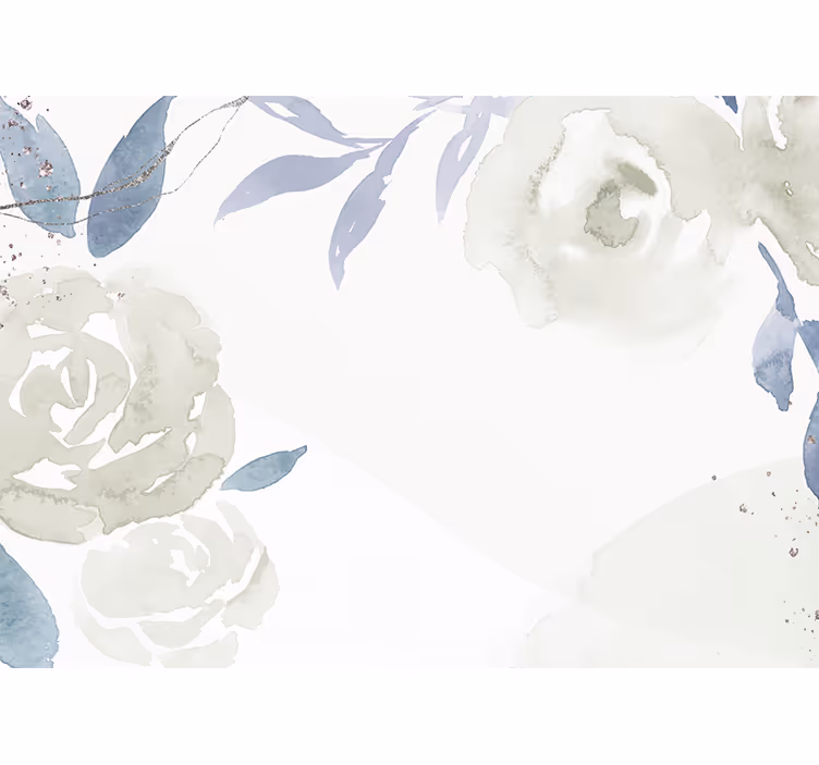 Hvit rullegardin med blomsterdekorativ illustrasjon - Tenstickers