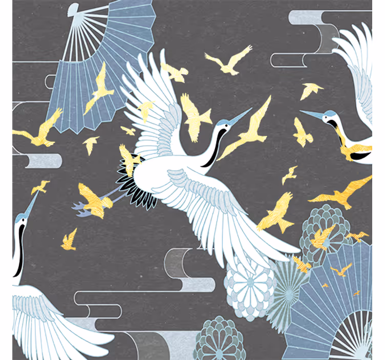 Rullegardin stue oriental fugl - Tenstickers