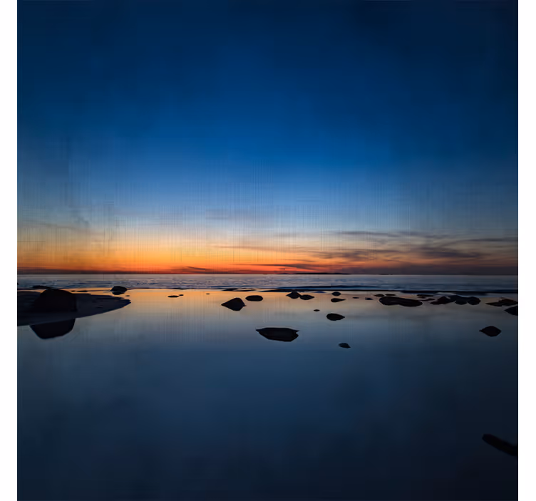Rullegardin stue nordisk solnedgang over havet - Tenstickers