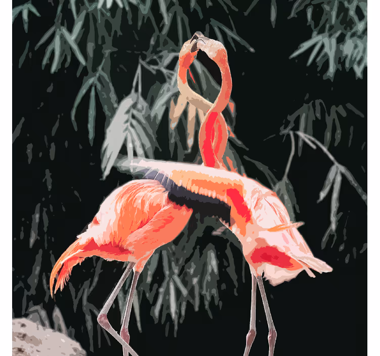 Flott bilde av flamingoer rullegardin stue - Tenstickers
