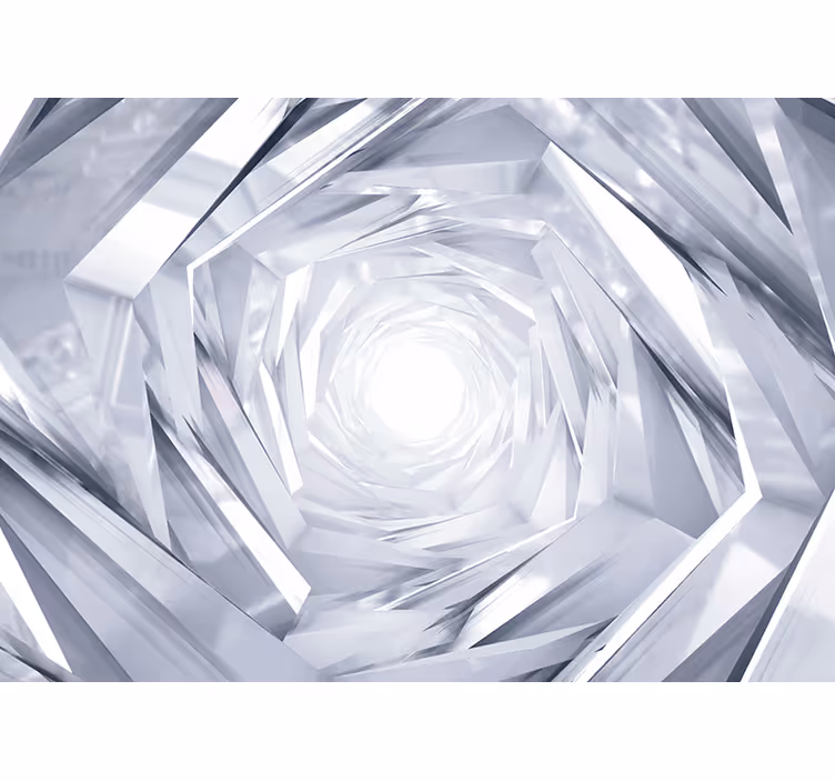 Hvit rullegardin abstrakt geometrisk tunnel - Tenstickers