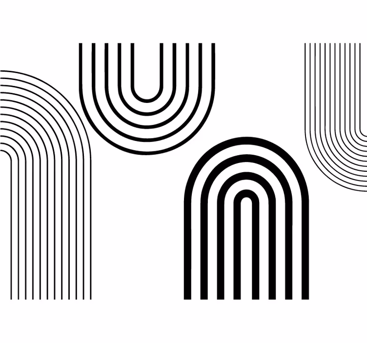 Hvit rullegardin tynne minimalistiske svarte buer - Tenstickers