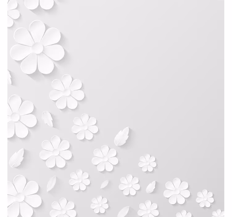 Hvit rullegardin med papirblomsterbakgrunn - Tenstickers