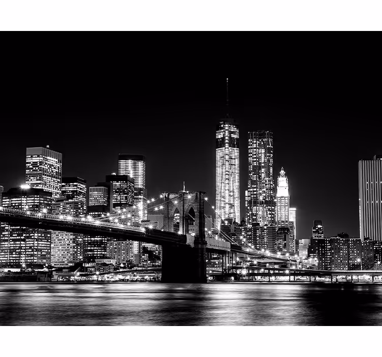 Svart rullegardin fotomural new york Øst rio - Tenstickers