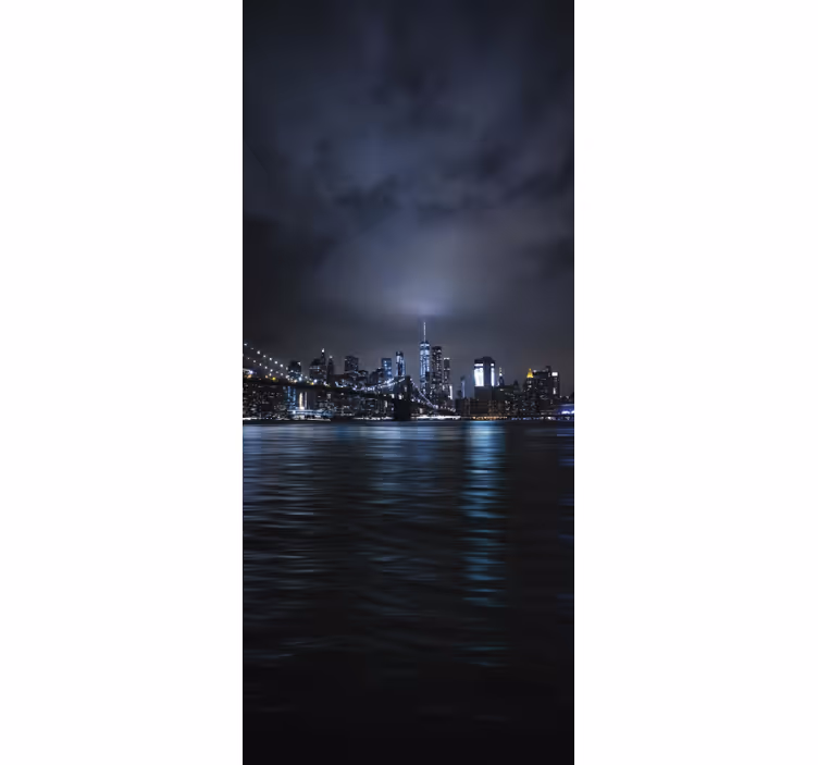 Svart rullegardin urban natt panorama - Tenstickers
