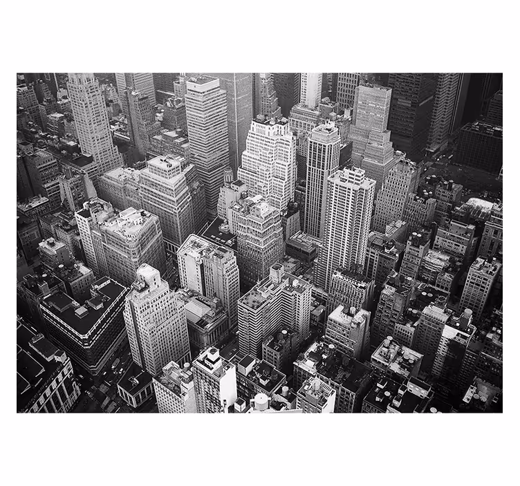 Svart rullegardin new york luftfoto svart-hvitt - Tenstickers