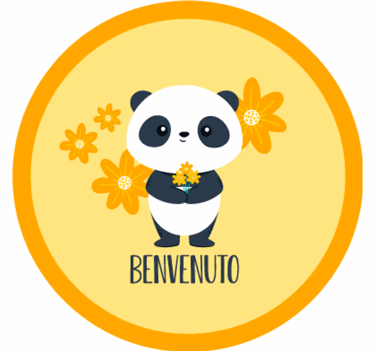 Rullegardin gul panda velkommen til rommet mitt - Tenstickers