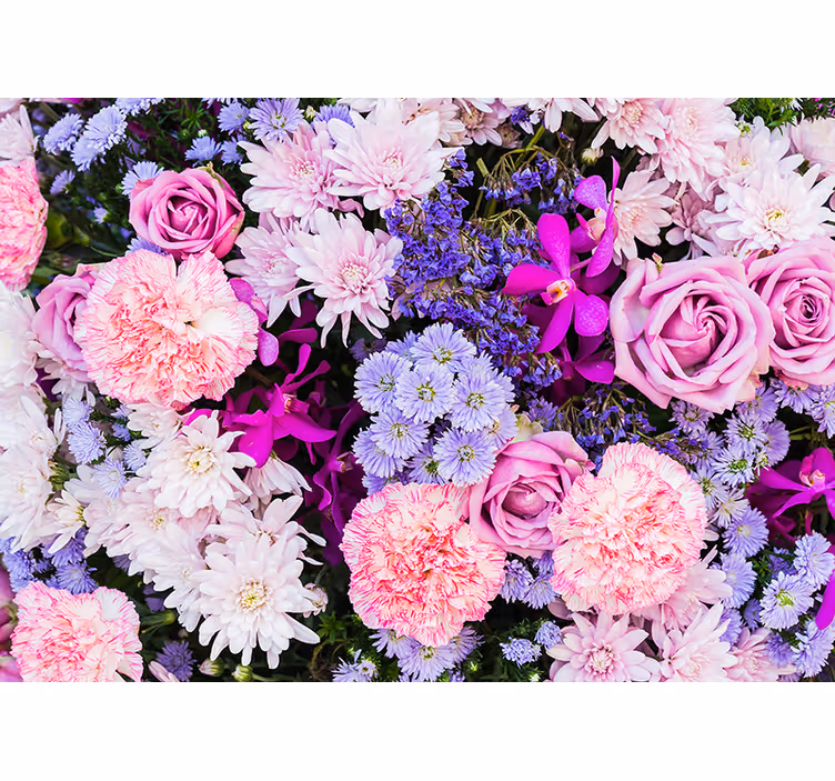 Rosa rullegardin med fargerike blomster - Tenstickers