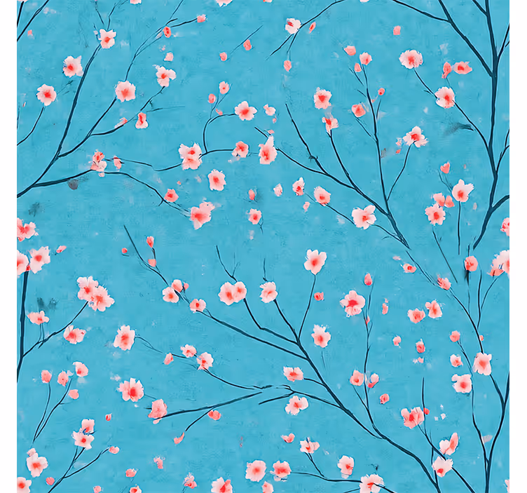 Rullegardin blå med teal kirsebærblomster - Tenstickers