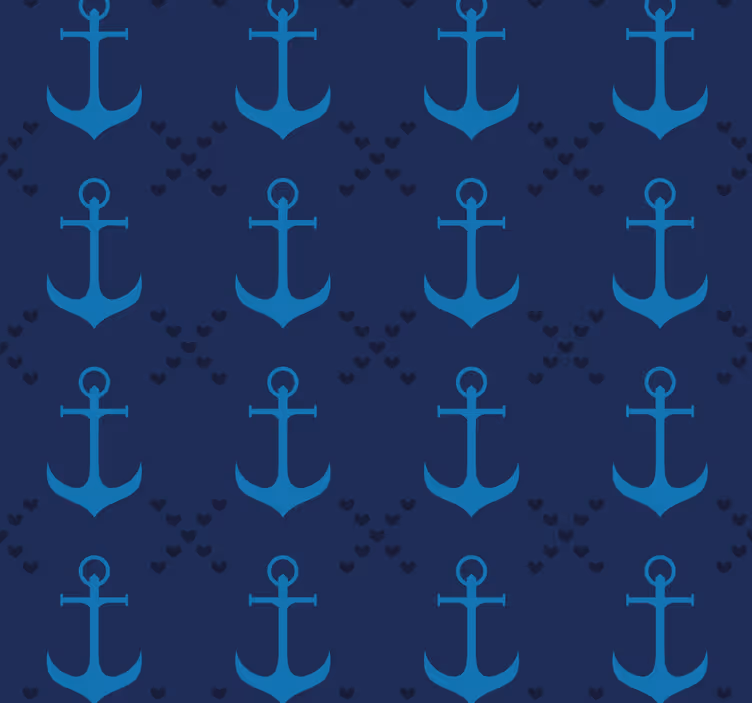 Rullegardin blå med marineblå anker - Tenstickers