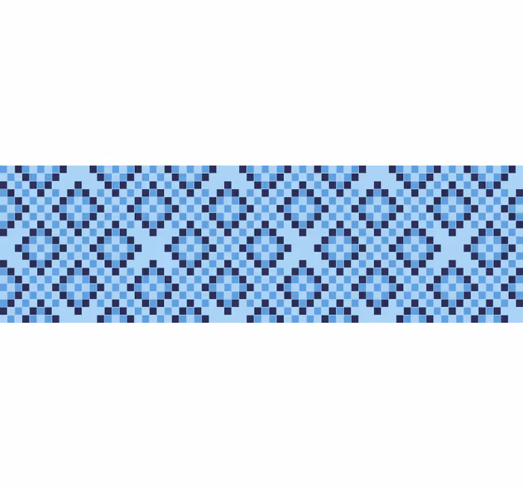 Rullegardin blå geometrisk blå pixelmønster - Tenstickers