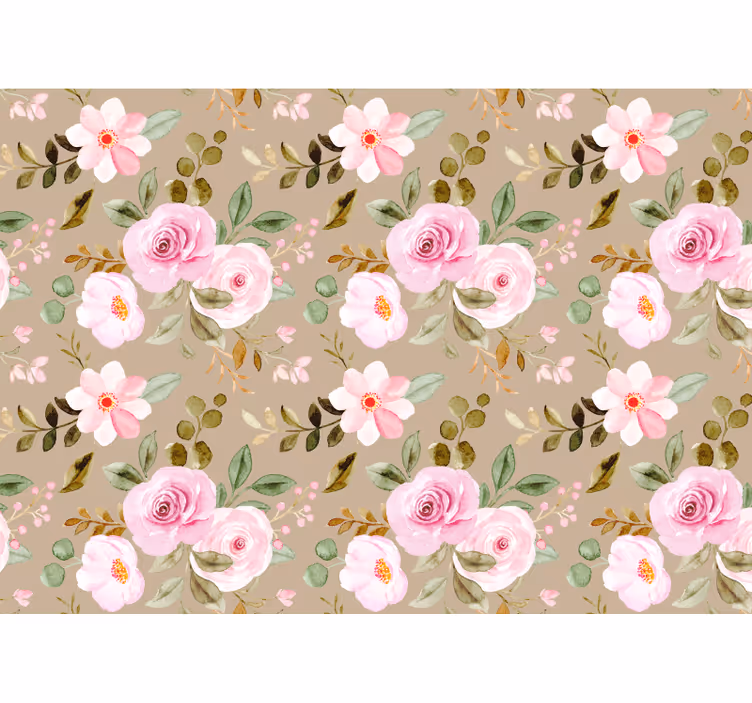 Rullegardin stue med vintage beige roser tekstur - Tenstickers