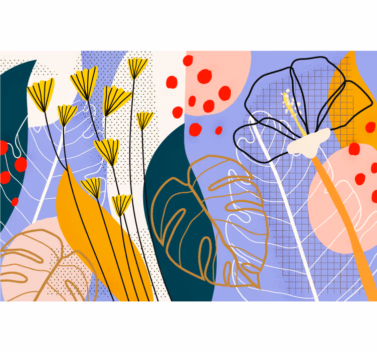 Rullegardin stue fargerike blomsterabstraksjoner - Tenstickers