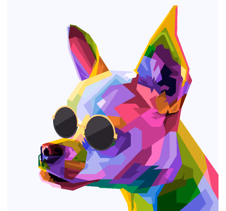 Rullegardin stue multicolor chihuahua med briller - Tenstickers