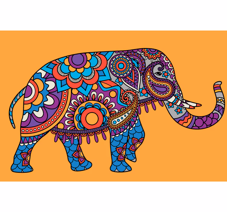 Rullegardin stue elefanters fargerike mandala - Tenstickers