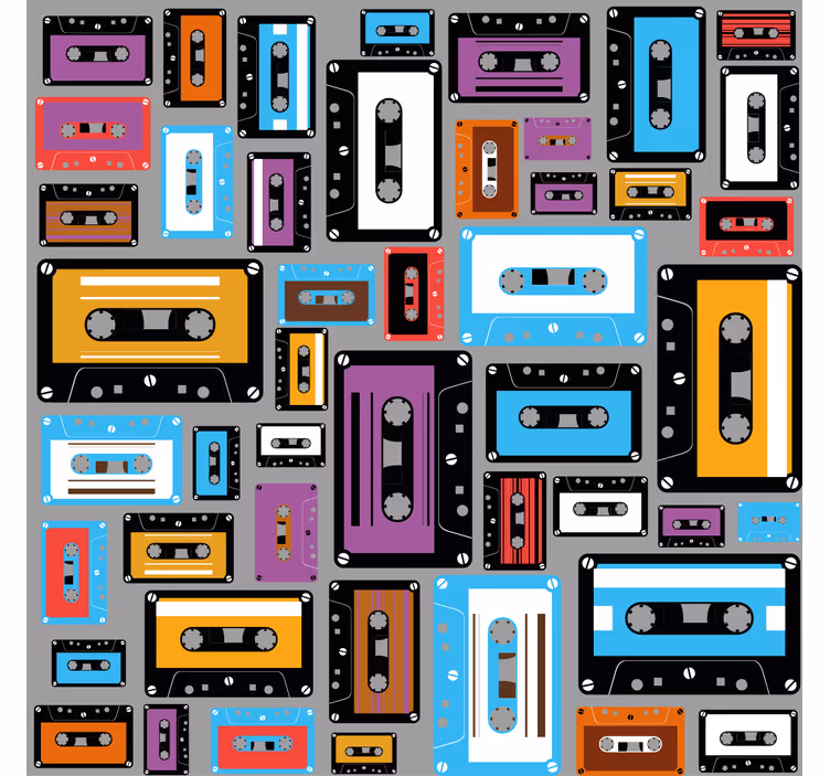 Rullegardin stue retro 80-talls kassettbånd mønster - Tenstickers
