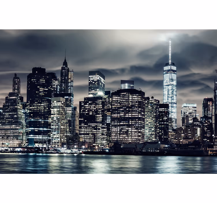 Rullegardin stue new york om natten - Tenstickers