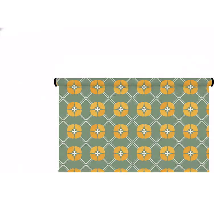 Rullegardin grønn med vintage grønt blomstermønster - Tenstickers
