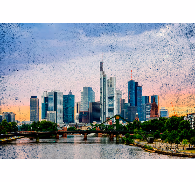 Rullegardin stue frankfurt skyline - Tenstickers