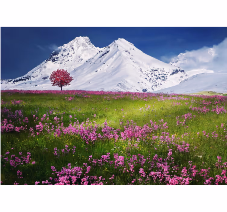 Rullegardin stue blomsterlandskap i fjellet - Tenstickers