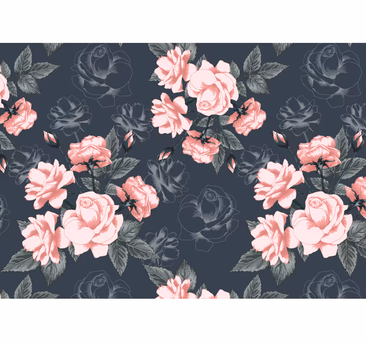Rullegardin stue vintage hvite og rosa roser - Tenstickers