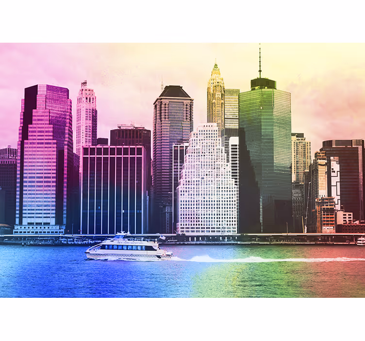 Rullegardin stue fargerike manhattan skyskrapere - Tenstickers