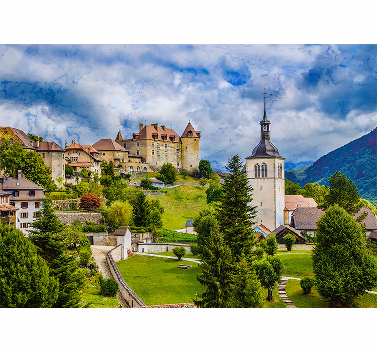 Rullegardin stue middelalderby i gruyères - Tenstickers