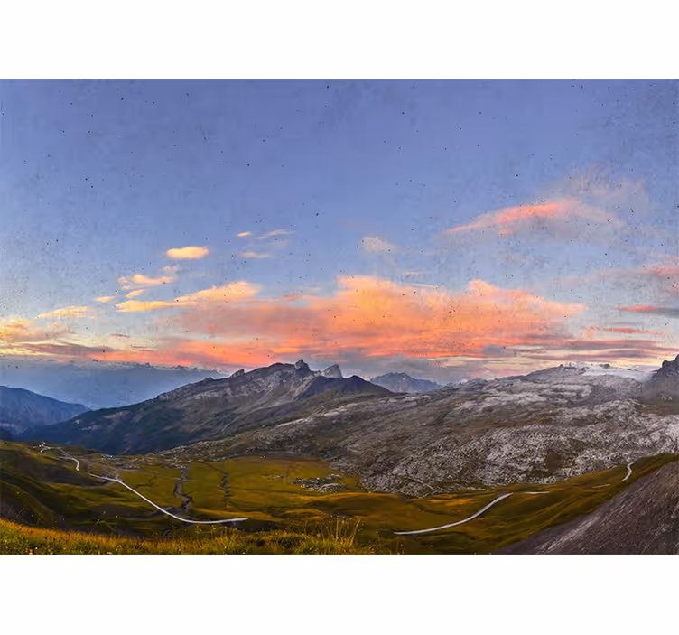 Rullegardin stue vakker solnedgang i fjellene - Tenstickers