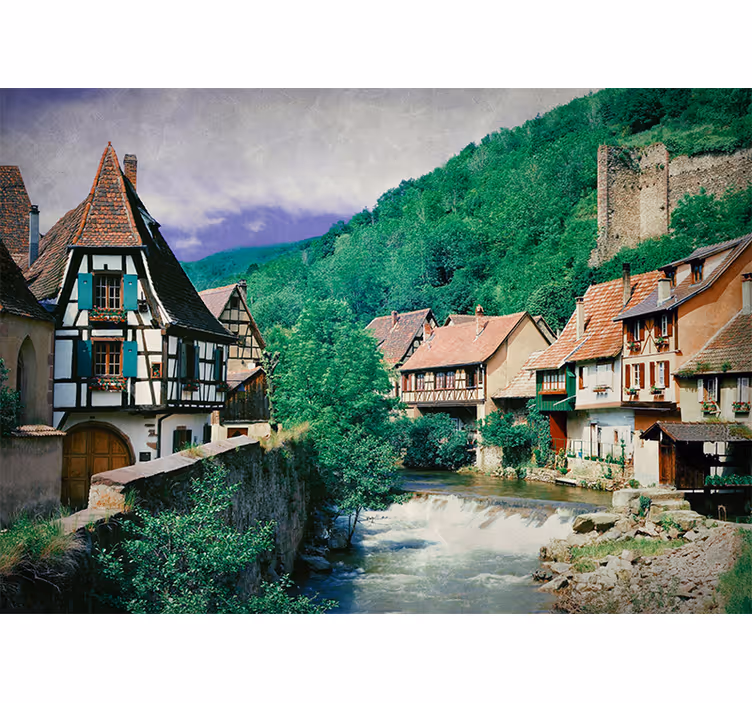 Rullegardin stue vakker by ved elven - Tenstickers