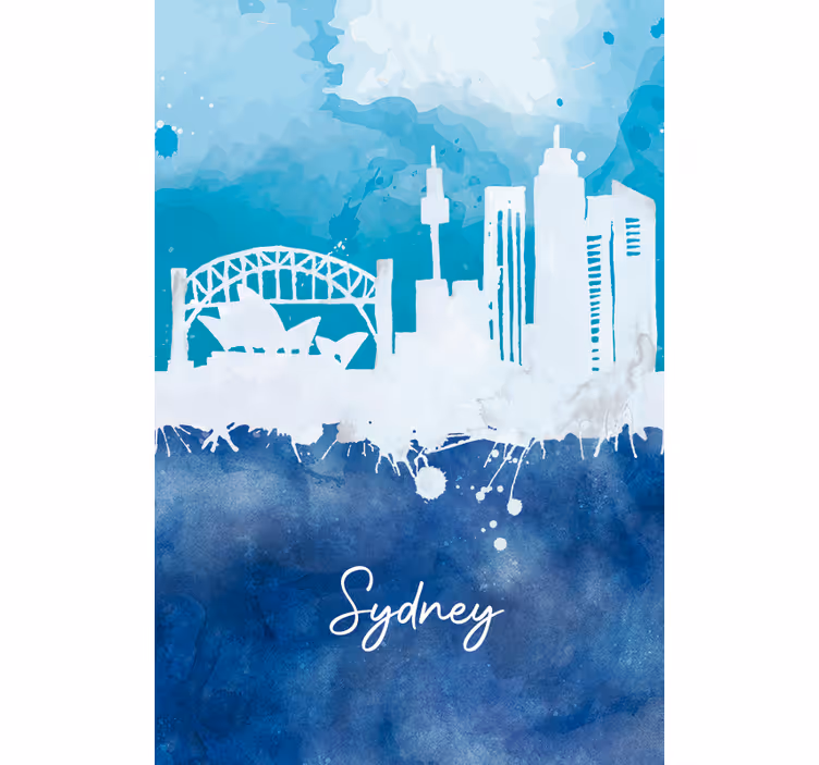 Rullegardin stue sydney skyline akvarell - Tenstickers
