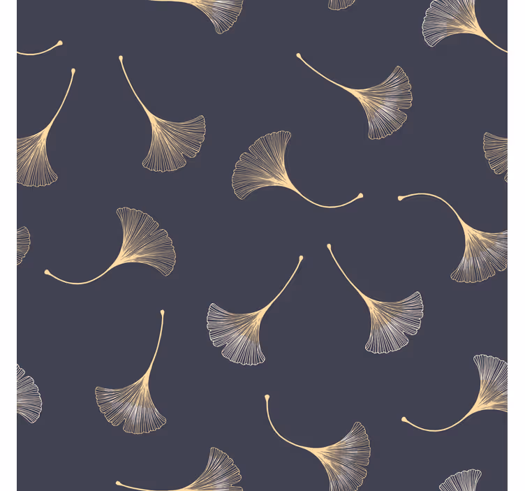 Rullegardin stue ginkgo blad marine og gull - Tenstickers