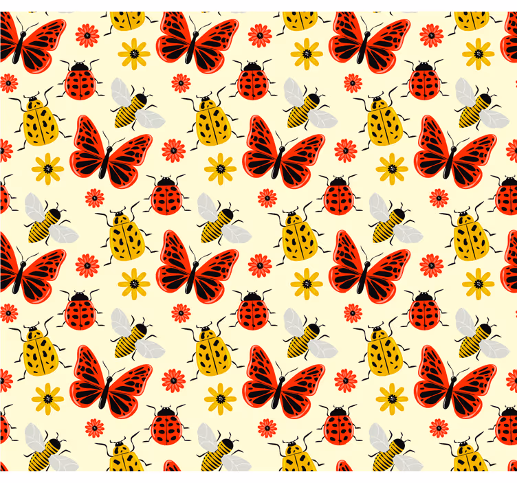 Rullegardin stue fargerikt minimalisk insektmønster - Tenstickers