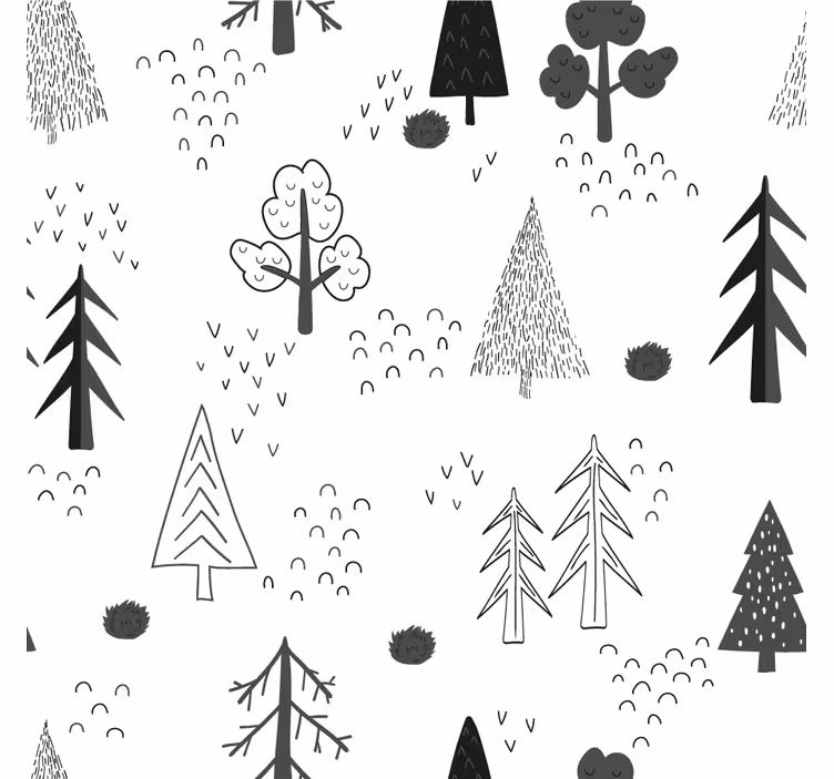 Rullegardin stue hvite minimalistiske trær nordisk stil - Tenstickers