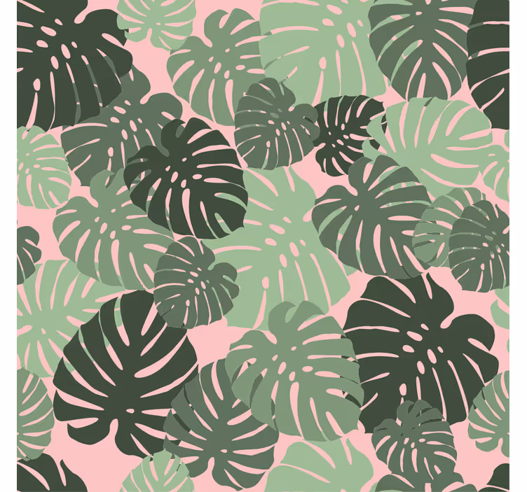 Rullegardin stue monstera blader rosa farge - Tenstickers