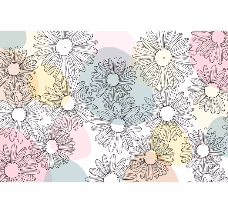 Rullegardin stue kawaii stil former og blomster - Tenstickers