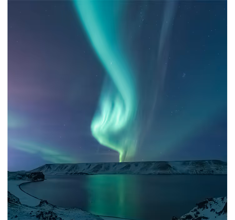 Rullegardin stue fantastisk nordlys over øy - Tenstickers