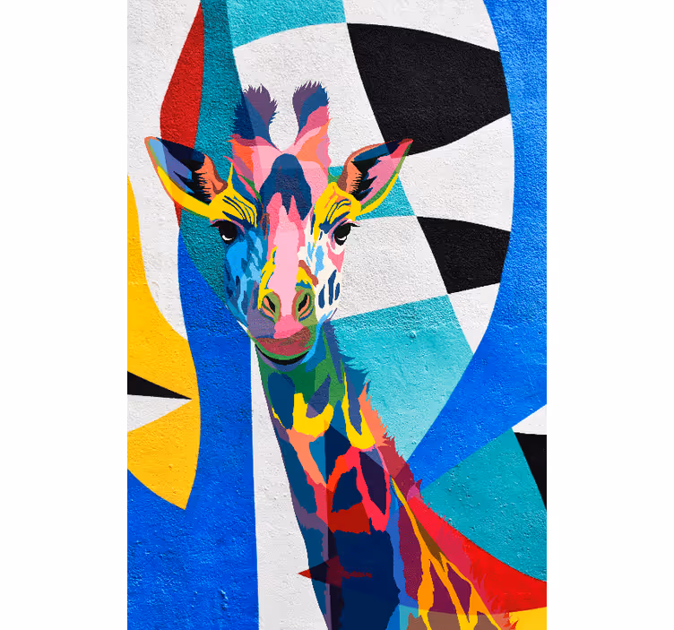 Rullegardin stue abstrakt fargerik giraff - Tenstickers