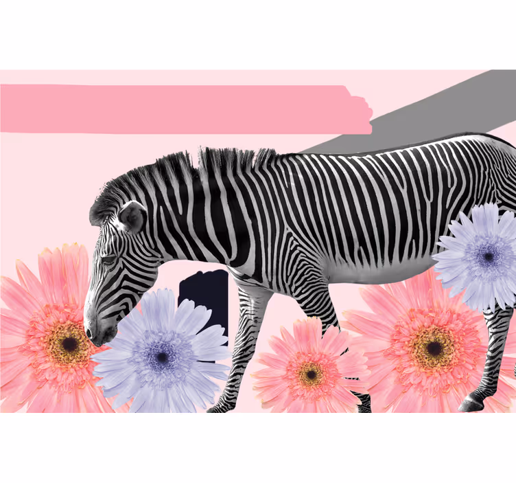 Rullegardin stue collage stil zebra maleri - Tenstickers