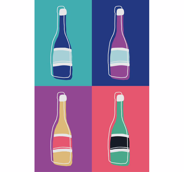 Rullegardin stue popkunst abstrakte champagneflasker - Tenstickers