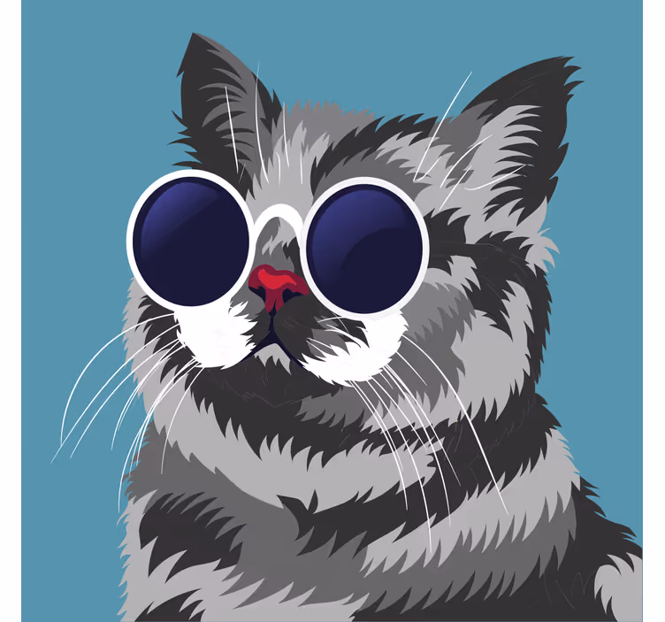 Rullegardin stue morsom maleri av grå katt - Tenstickers