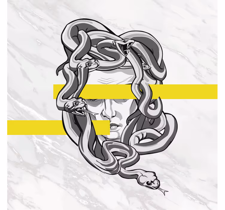 Rullegardin stue hvit medusa med gule striper - Tenstickers