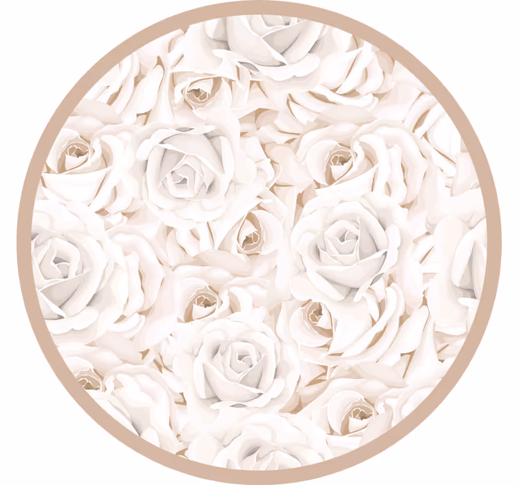 Rullegardin beige elegante hvite roser - Tenstickers