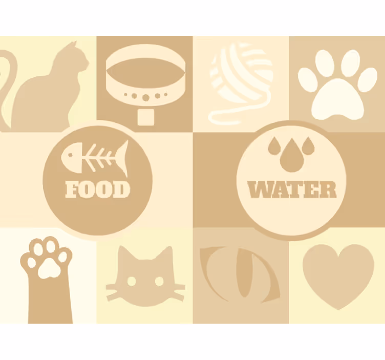 Katteservering vann og mat rullegardin beige - Tenstickers