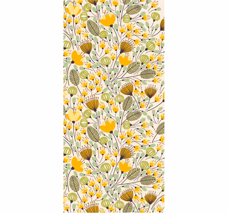 Rullegardin rom med gult blomstrete blonder - Tenstickers