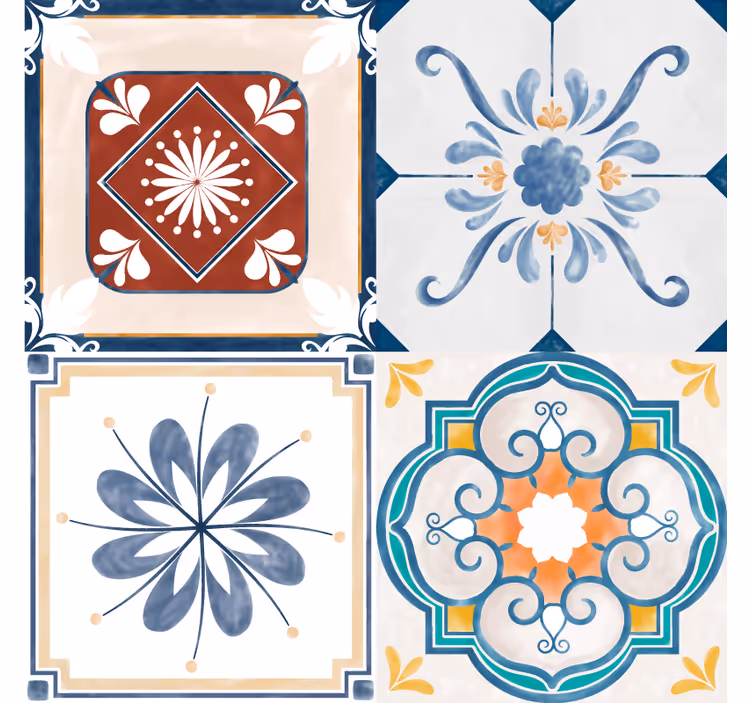 Rullegardin rom vintage firkantede fliser - Tenstickers