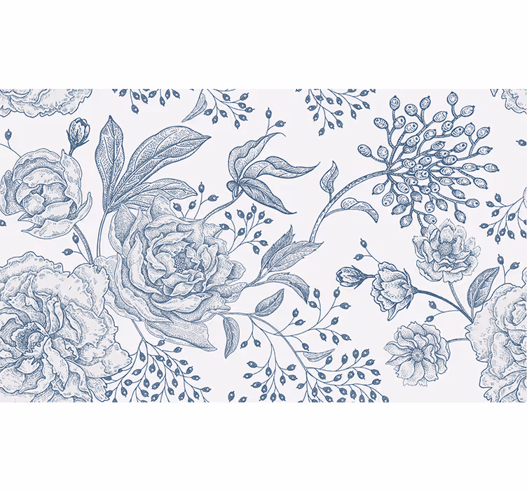Hvit rullegardin med retro blomsterdesign - Tenstickers