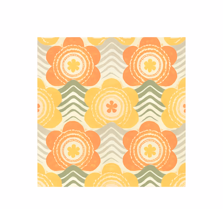 Rullegardin vintage 1970-talls blomstrende retro mønster - Tenstickers