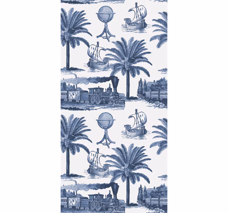 Rullegardin vintage fransk mønster i blå - Tenstickers