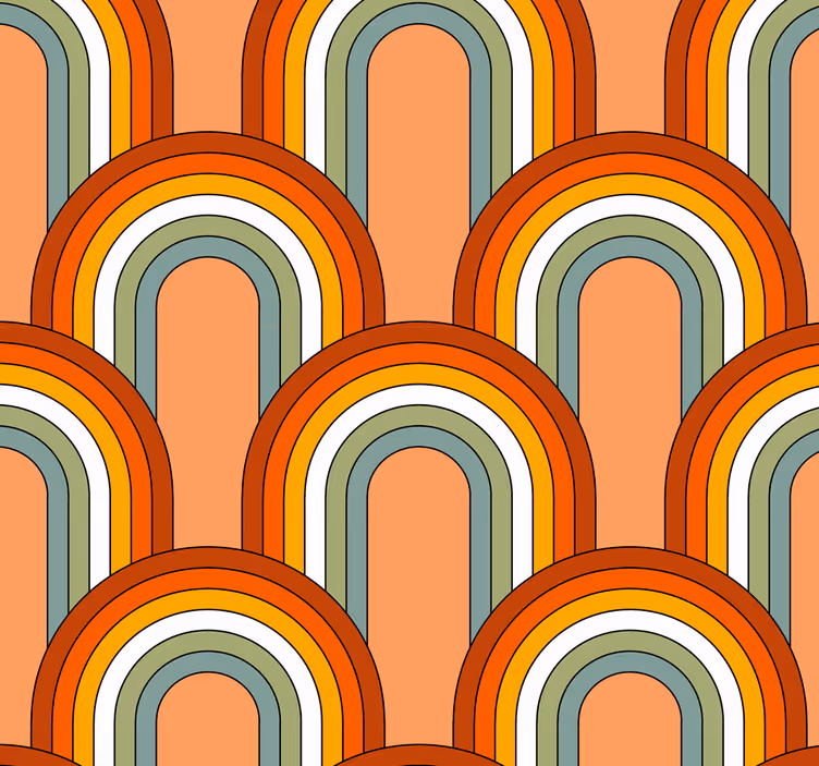 Rullegardin vintage 70-talls regnbuemønster - Tenstickers